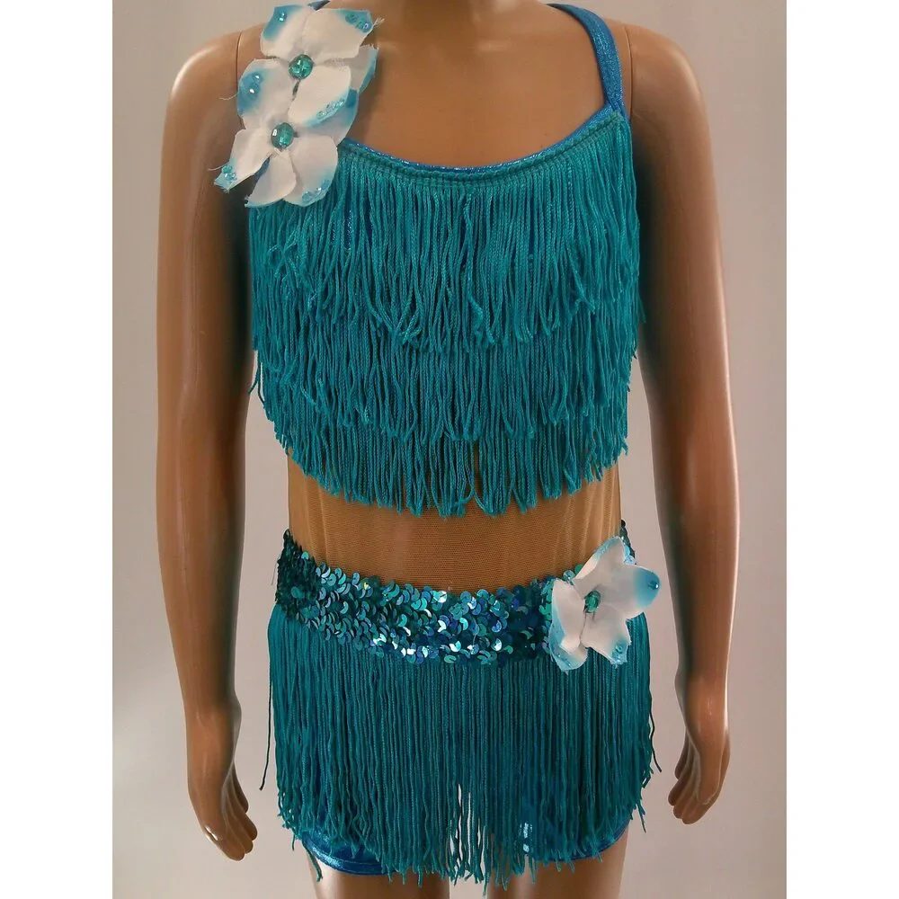 Pre-Owned Dance Costume Small Child Turquoise A Wish Come True 12719 Jazz Tap M